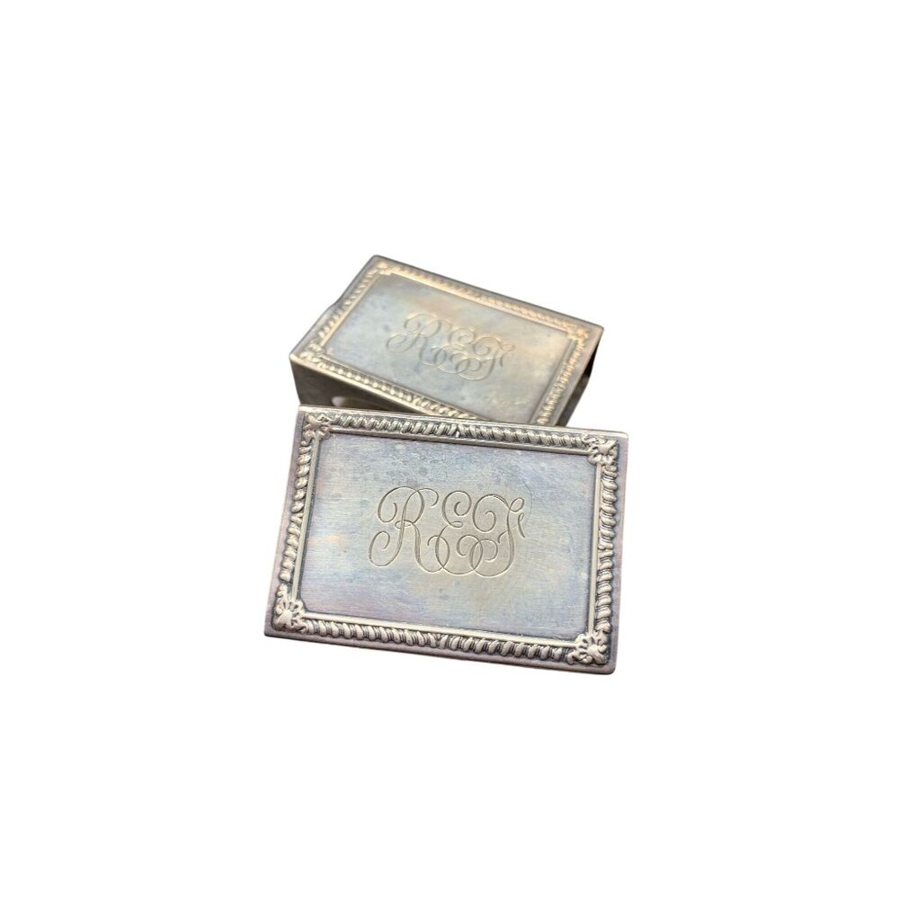 BIRKS Sterling Silver pair of Matchboxes Engraved R E F